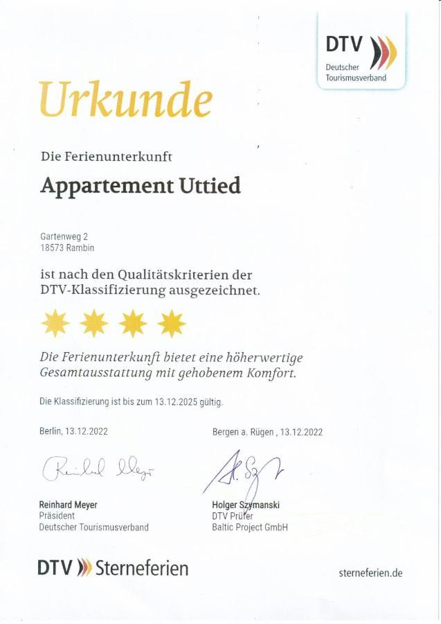 Appartement Uttied Mit Terrasse Und Garten - 4 Sterne Dtv Rambin Eksteriør bilde